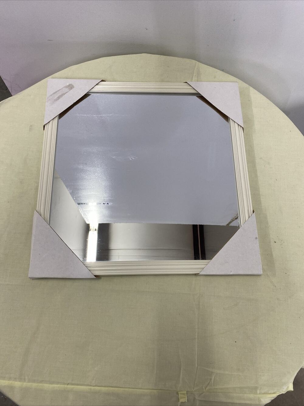 White Framed Wall Mirror, 16" x 16", Brand New